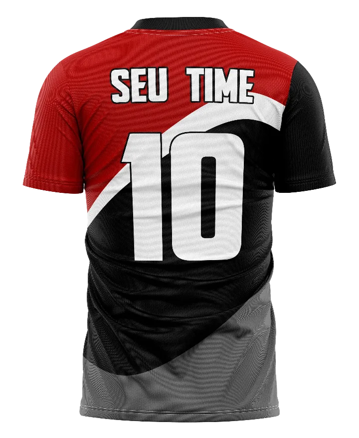 Vista 3: Camiseta personalizada básica gola v — Modelo 002