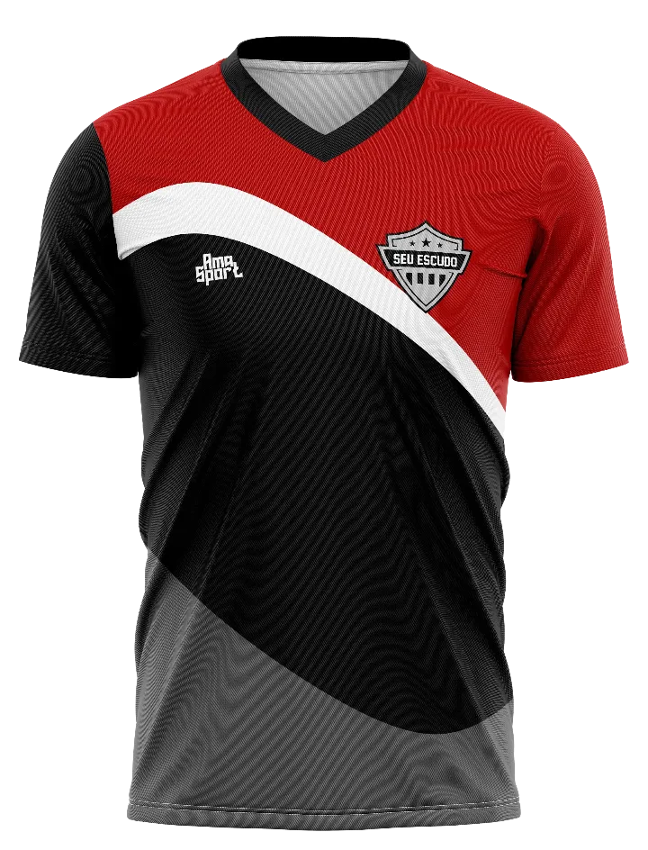 Vista 2: Camiseta personalizada básica gola v — Modelo 002