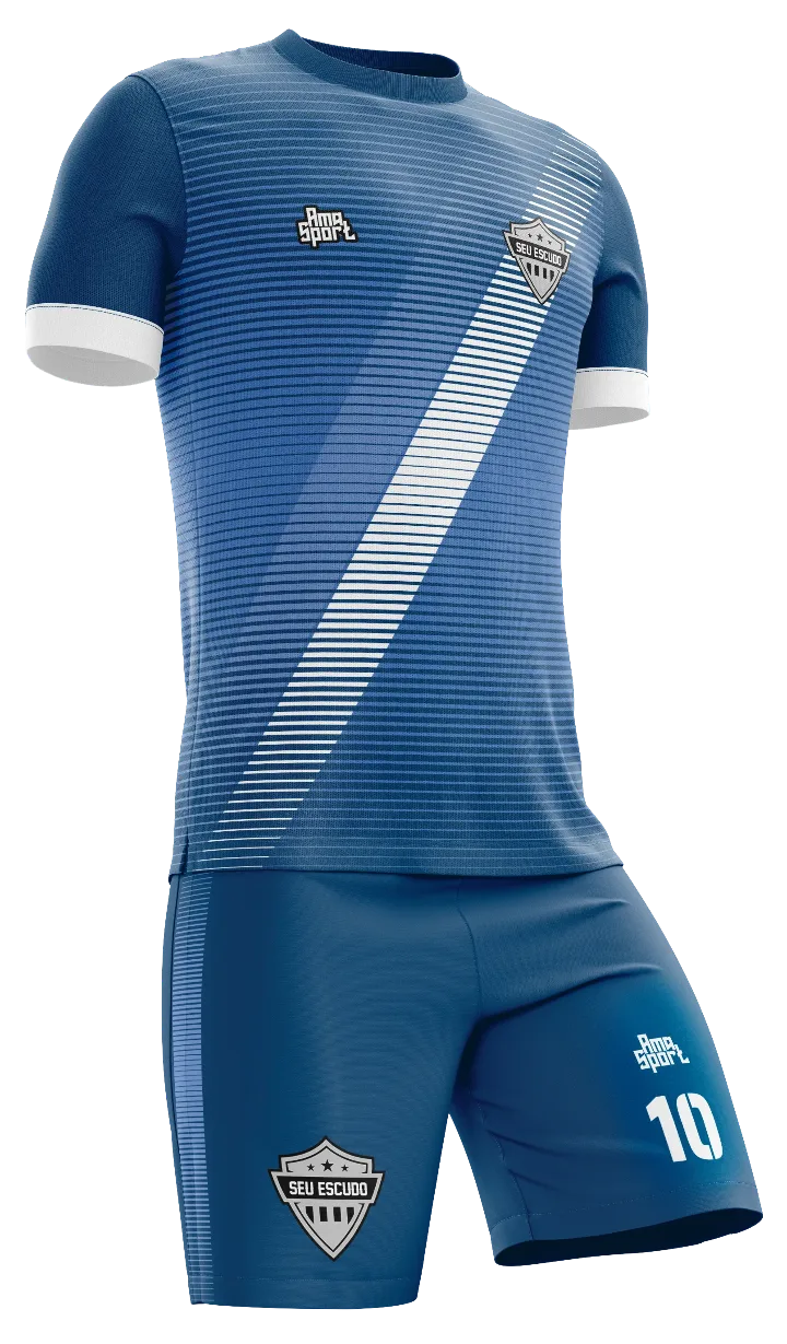 Vista 5: Uniforme personalizado básico gola careca — Modelo 010