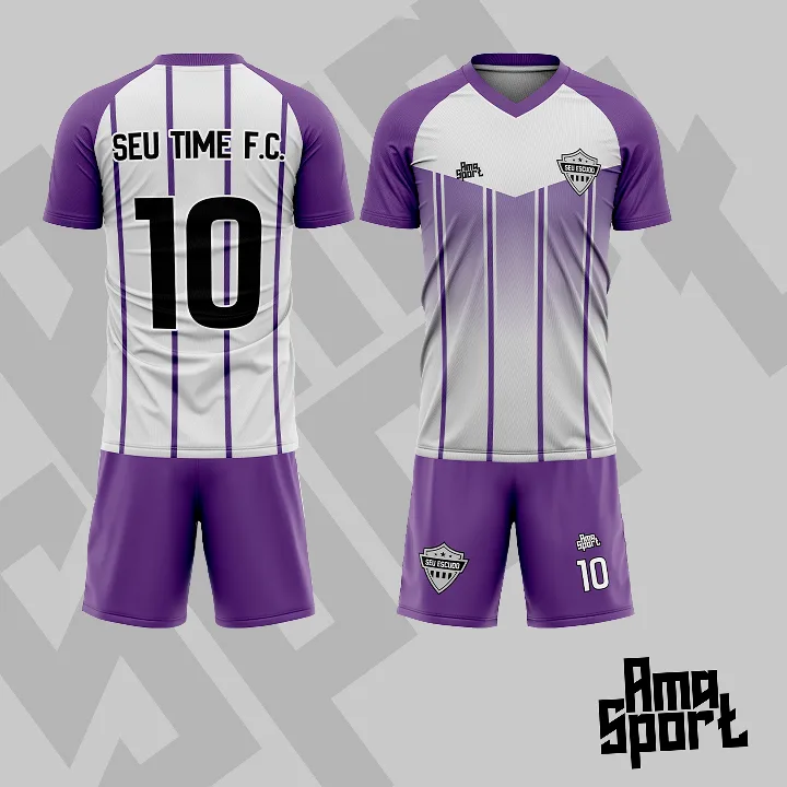 Modelo ilustrativo de uniforme raglan com gola V do catálogo AMASport
